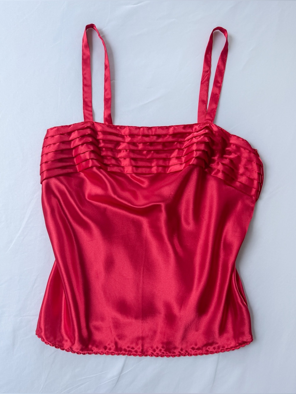 Vintage 80s Satin Pleated Cami S M